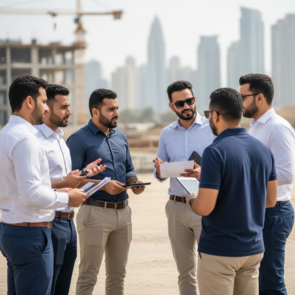 Safety engineer reviewing plans on site
